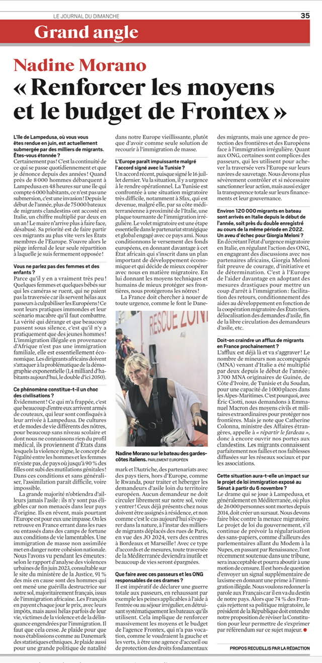 interview de Nadine MORANo au JDD